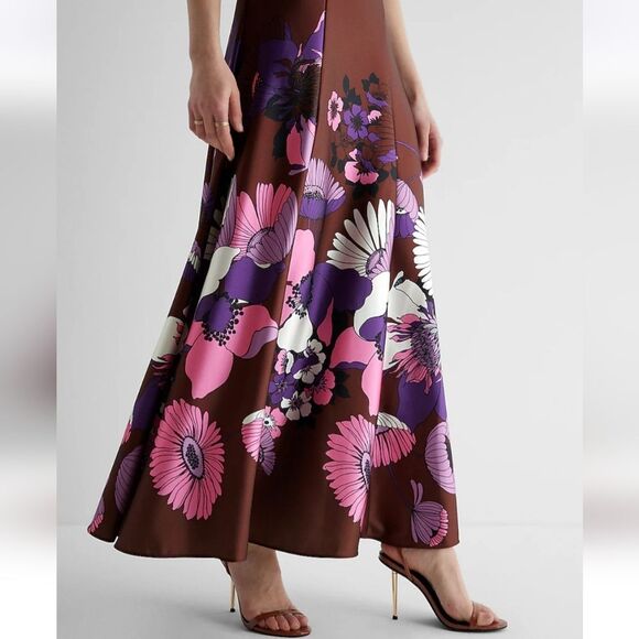 Satin Floral Twist Front Maxi Dress - Small - Picture 4 of 12